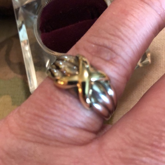 OCTANNER size 10 Sterling Silver 14k Gold “X” David Yurman Vibe Luxury Ring NEW - Picture 8 of 16